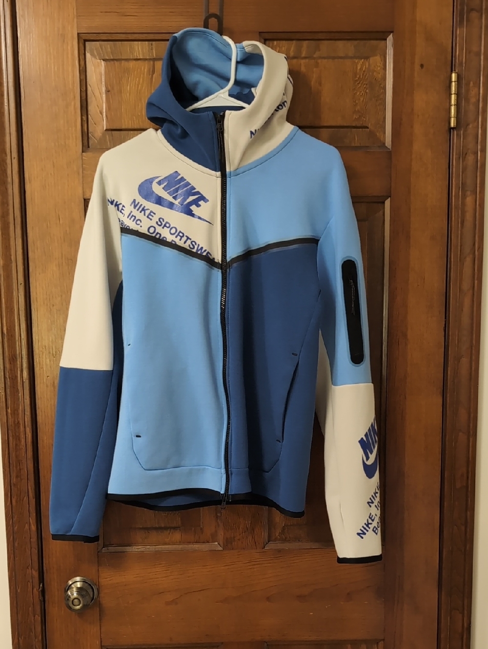 Nike Blue and Cream Colorblock Full-Zip Hoodie